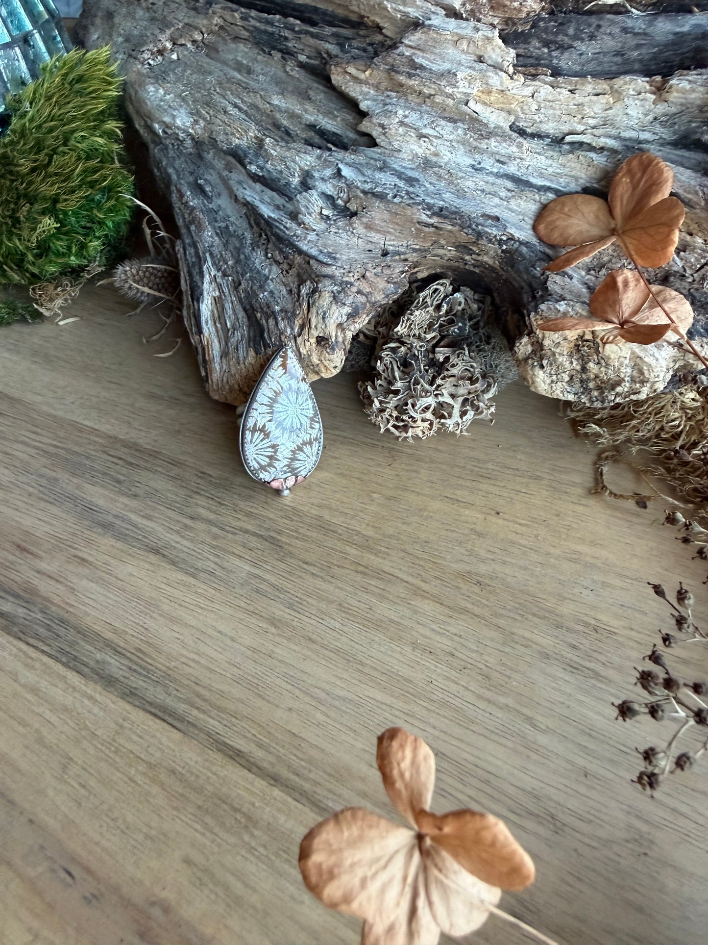 Fossilized Coral Adjustable Ring