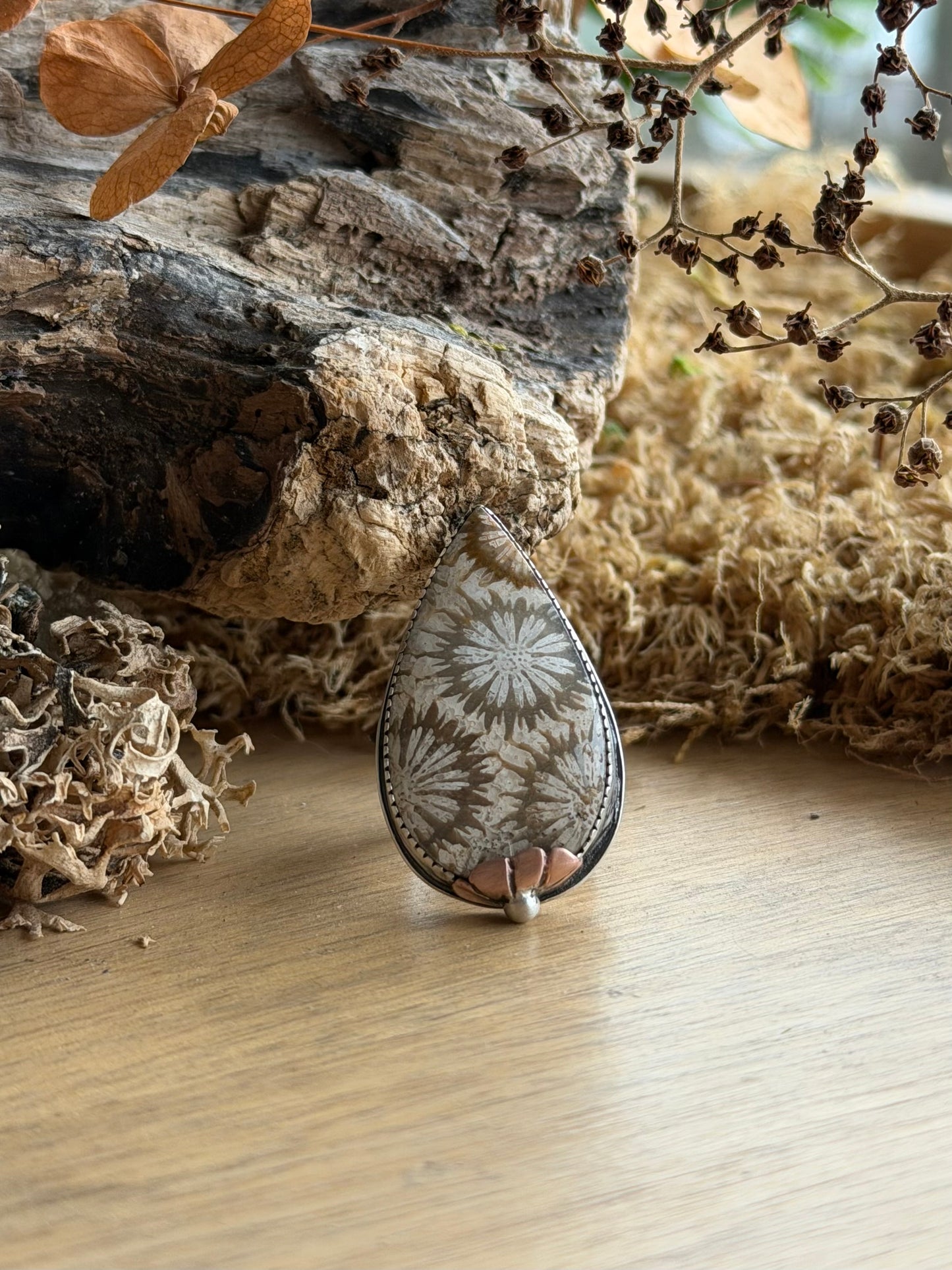 Fossilized Coral Adjustable Ring