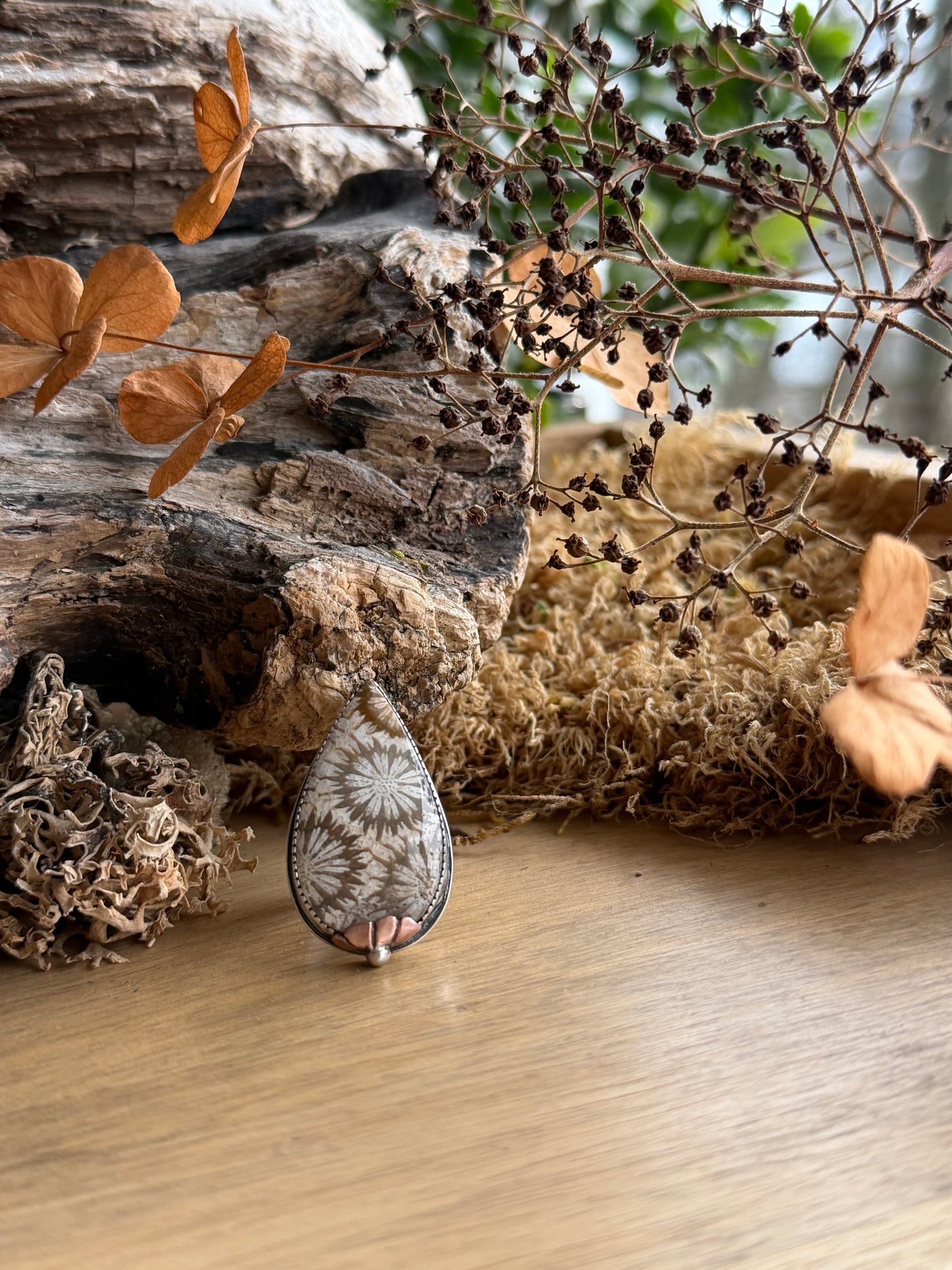 Fossilized Coral Adjustable Ring